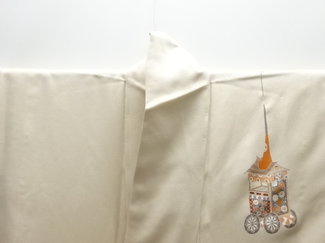  未使用品　仕立て上がり　山車模様刺繍一つ紋訪問着